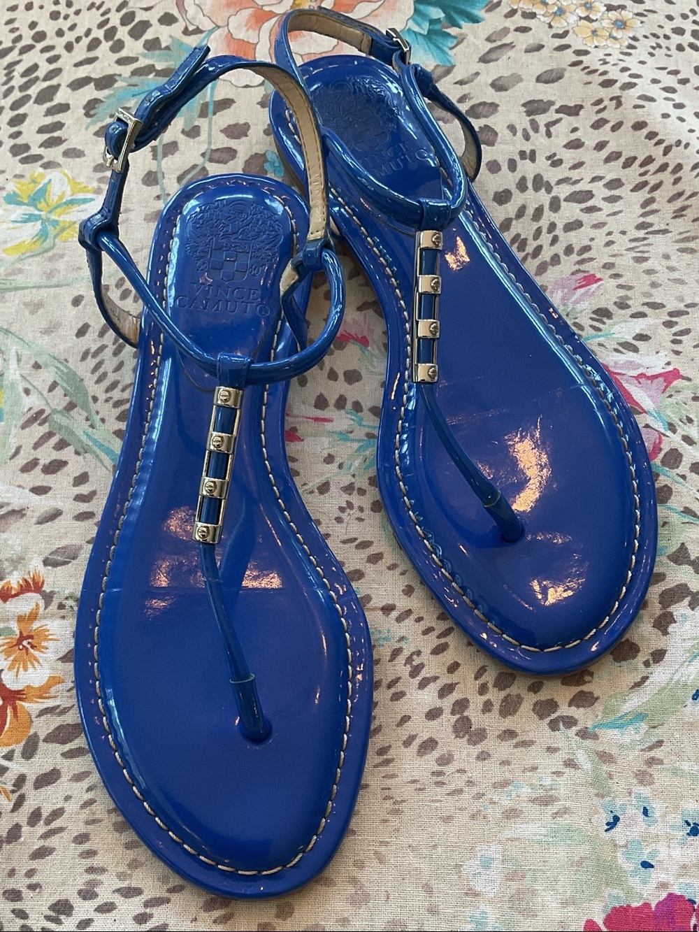 Vince Camuto Itelli Royal Blue T-Strap Sandals